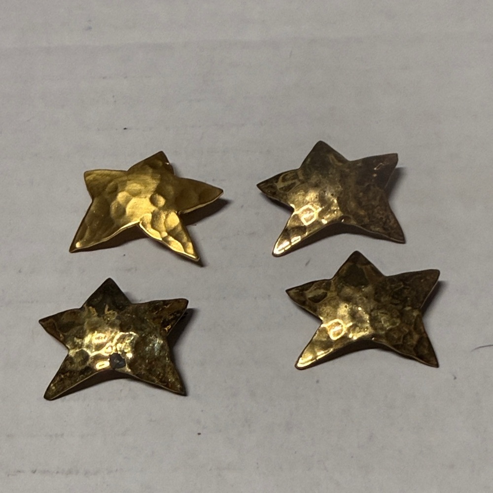 Vintage Gold Star Shaped hammered brass with gold plate